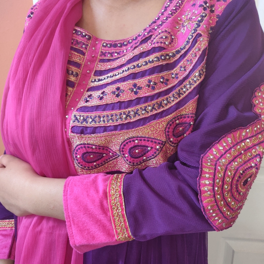 Indian purple and pink salwar kameez